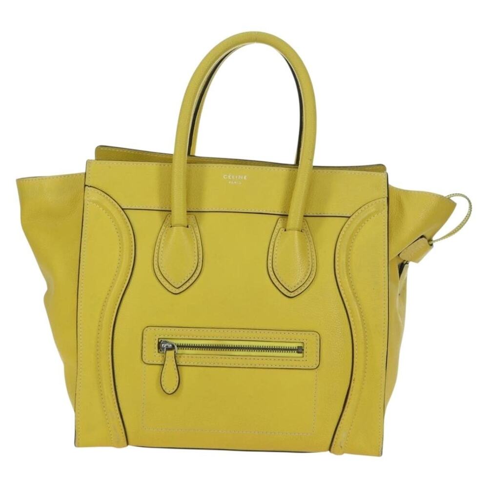 Celine Leather Luggage Mini Shopper Handbag Yellow